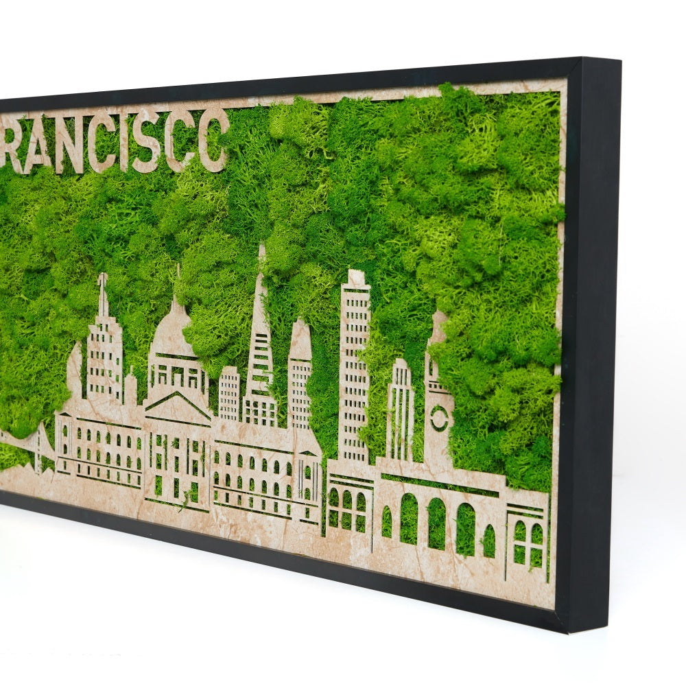 San Francisco Moss City Silhouette Metal Wall Art green-iron