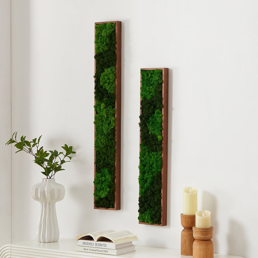 Rectangular Mixed Moss Wall Art 2pcs green-iron