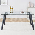 Modern Minimalist Rectangular Glass Dining Table With 0.31