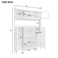 Contemporary Shoe Cabinet With Open Storage Platform, Tempered Glass Hall Tree With 3 Flip Drawers, Versatile Tall Cabinet With 4 Hanging Hooks For Hallway, White 3 4 Drawers White Primary Living Space Adjustable Shelves Particle Board