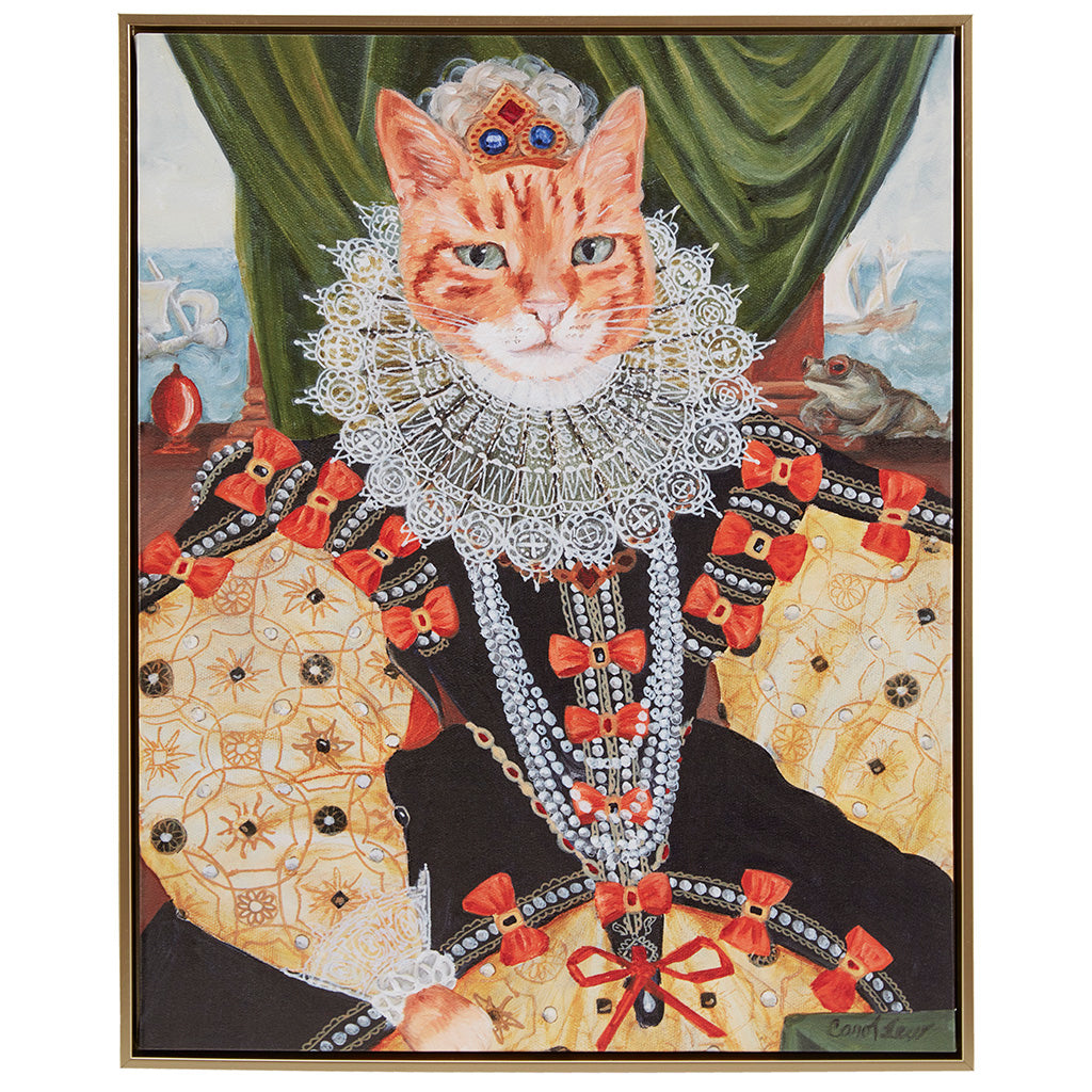 Kitty Queen Belle Framed Canvas Wall Art Queen Belle Wood