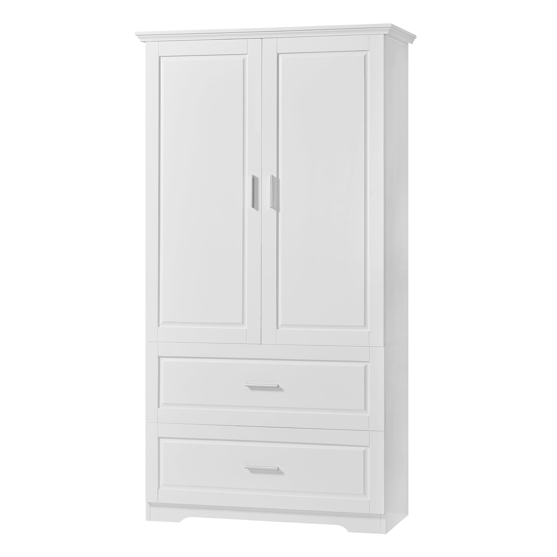 Tall Bathroom Storage Cabinet, Cabinet With Two Doors And Drawers, Adjustable Shelf, Mdf Board, White Old Sku:Wf310828Aak White Mdf