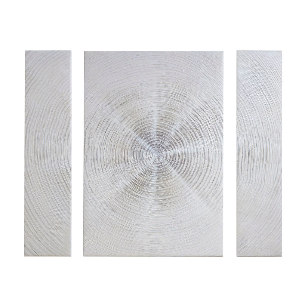 Hand Embellished Abstract 3 Piece Canvas Wall Art Set Silver Mdf