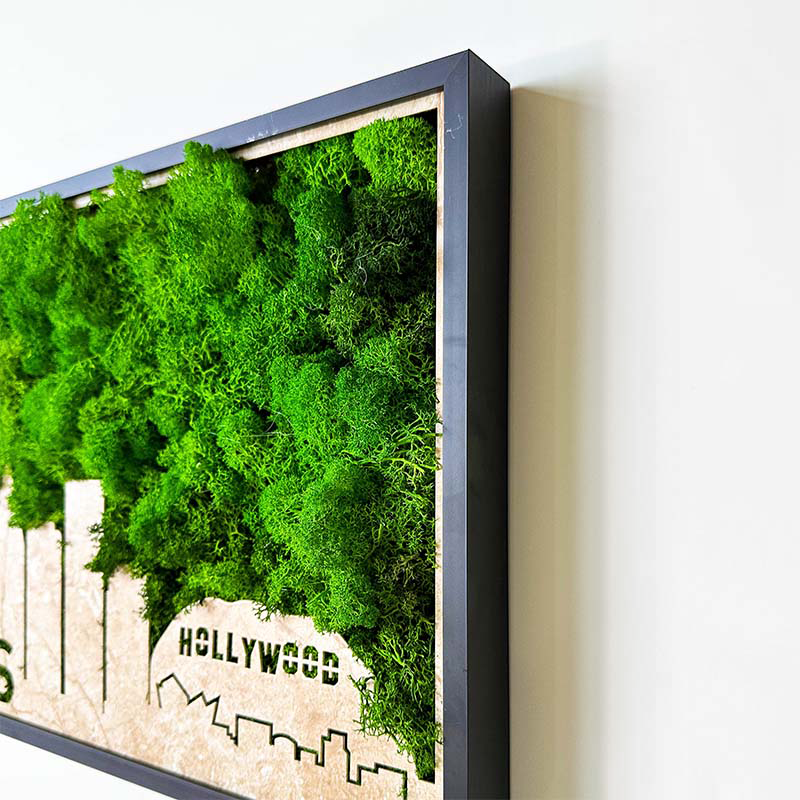 Los Angeles Moss City Silhouette Metal Wall Art Small green-iron