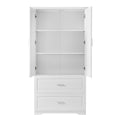 Tall Bathroom Storage Cabinet, Cabinet With Two Doors And Drawers, Adjustable Shelf, Mdf Board, White White Mdf