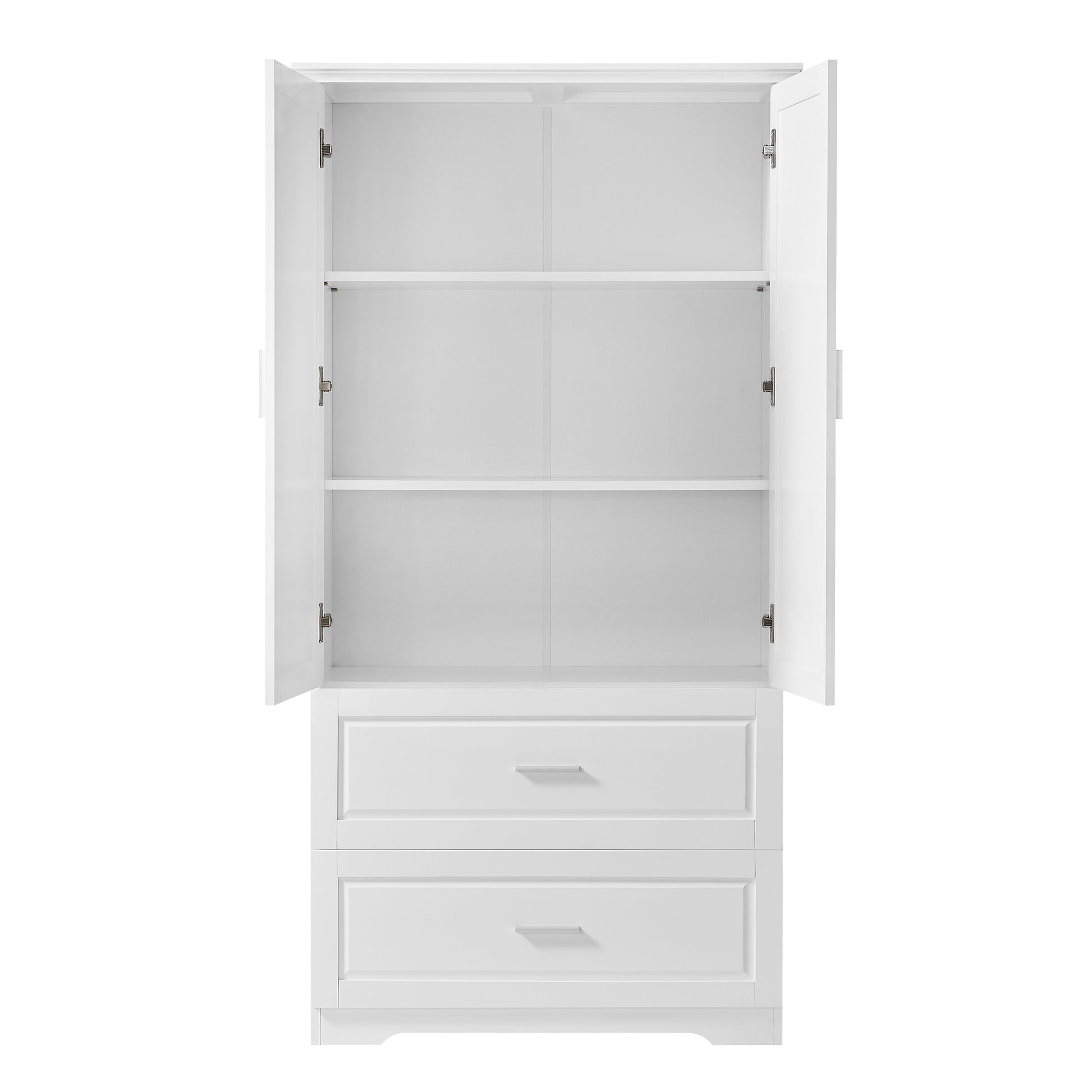 Tall Bathroom Storage Cabinet, Cabinet With Two Doors And Drawers, Adjustable Shelf, Mdf Board, White White Mdf