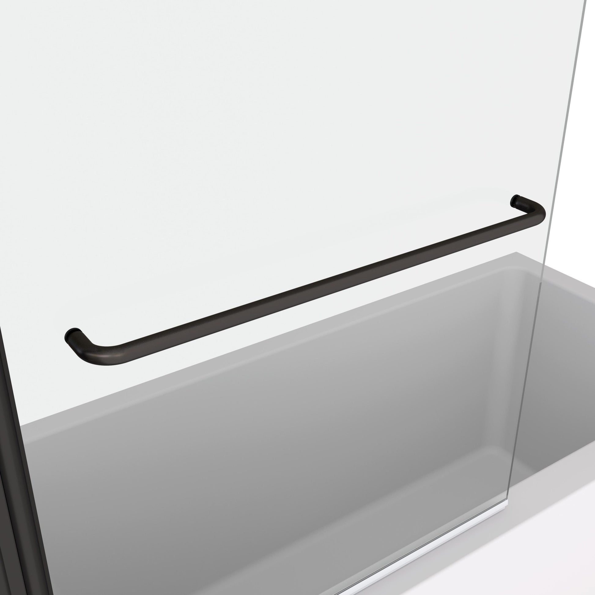 Bath Tub Pivot Shower Screen, With 1 4" Tempered Glass And Towel Bar 3458 Matte Black Bathroom Aluminium Alloy