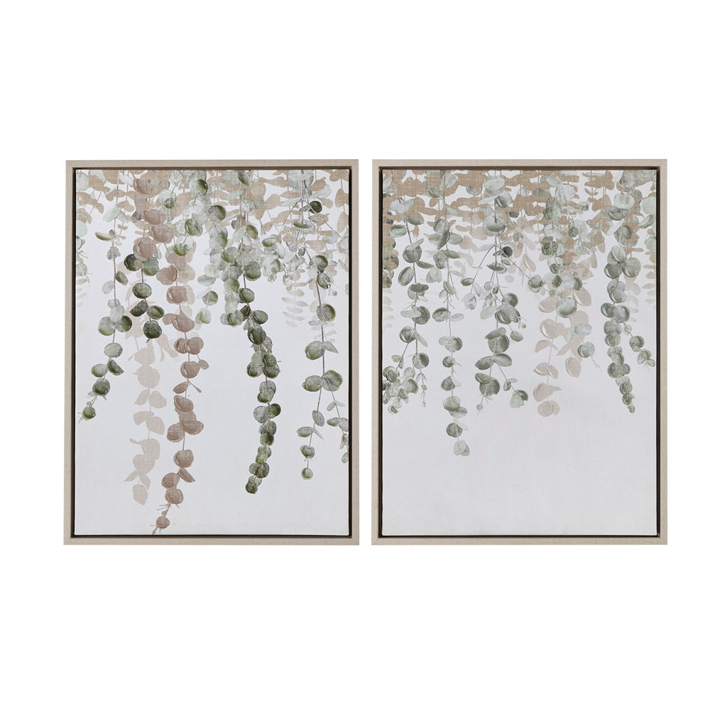 Eucalyptus 2 Piece Framed Canvas Wall Decor Set Green Wood