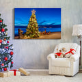 Framed Canvas Wall Art Decor Painting For Chrismas, Chrismas Tree On Seaside Chrismas Gift Painting For Chrismas Gift, Decoration For Chrismas Eve Office Living Room, Bedroom 1812In Thickness 1.5Inch Rectangle Framed Multicolor Christmas Oversized 41In