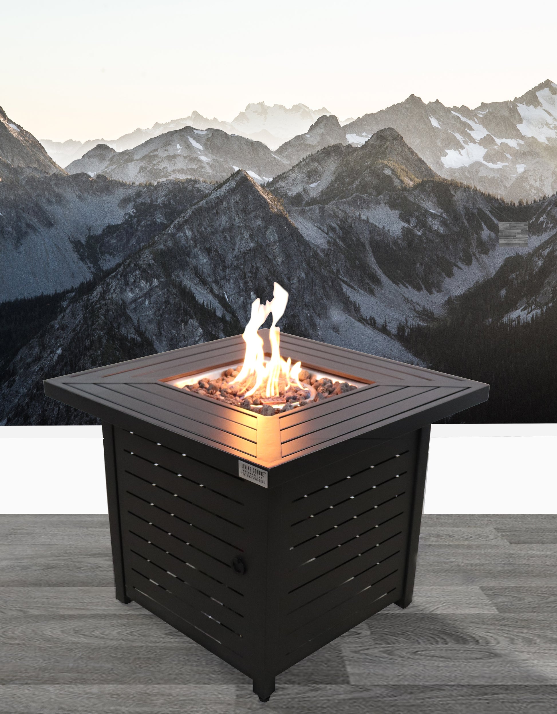 25" H X 30" W Steel Propane Natural Gas Fire Pit Table Black Garden & Outdoor Modern Steel Stainless Steel