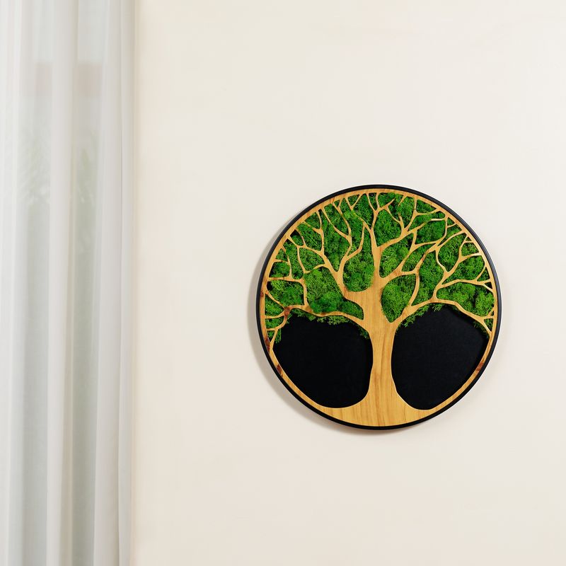 Life Tree Moss Metal Wall Art Green Iron