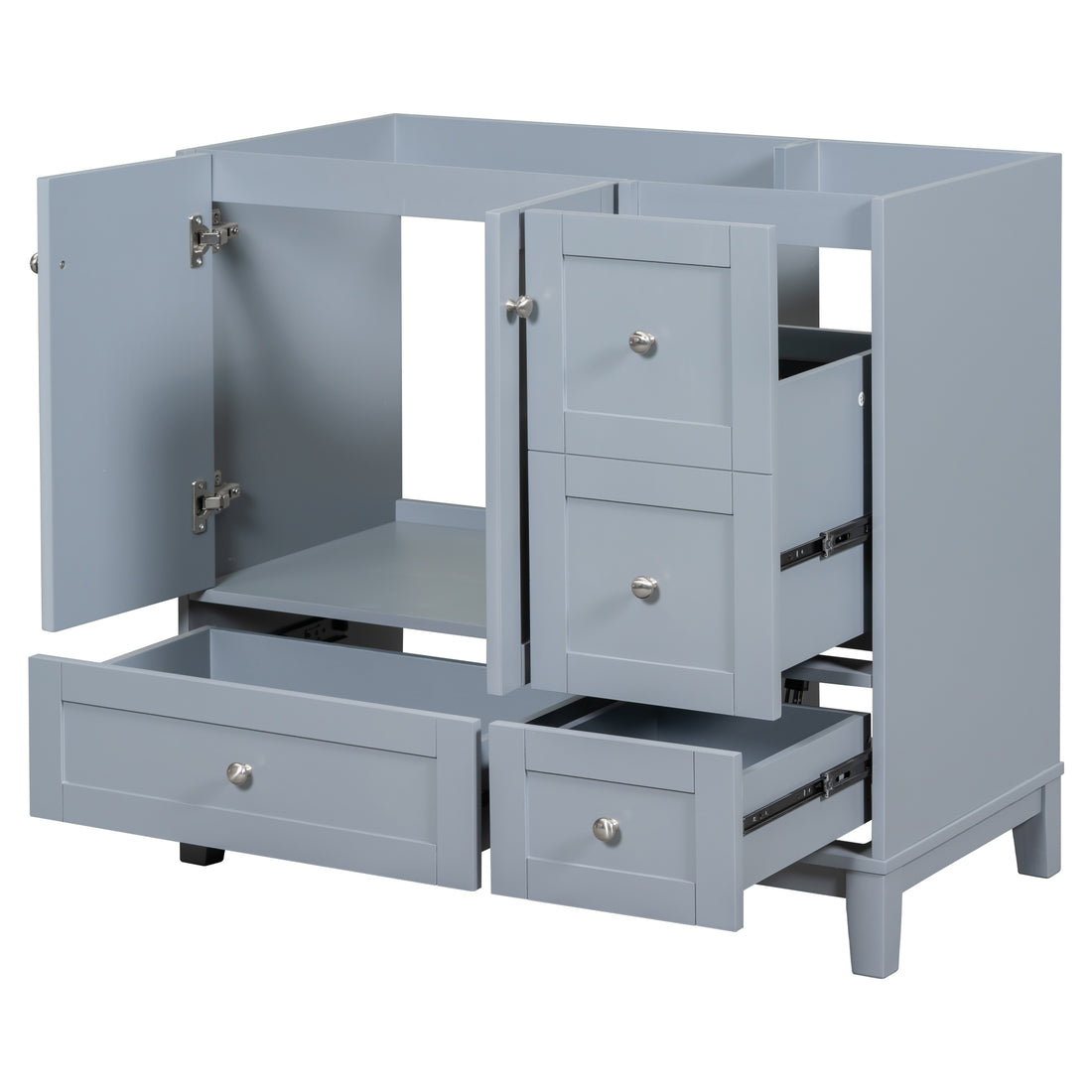 Cabinet Only 36" Bathroom Vanity Grey Blue Sink Not Included Grey Blue Solid Wood Mdf