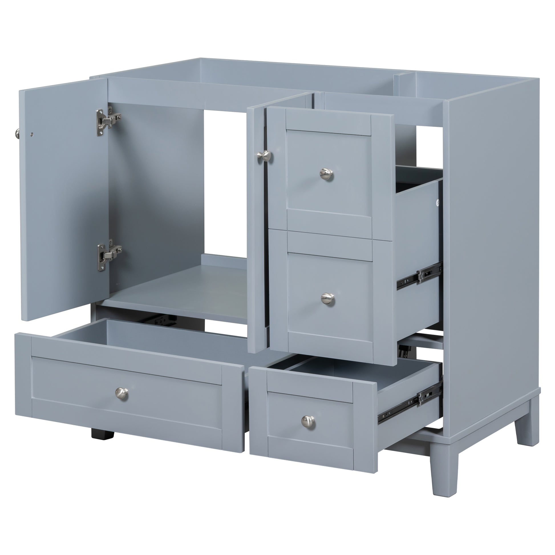 Cabinet Only 36" Bathroom Vanity Grey Blue Sink Not Included Grey Blue Solid Wood Mdf