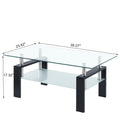 Tempered Clear Glass Coffee Table, 2 Layers Coffee Table Living Room Center Table Transparent Glass
