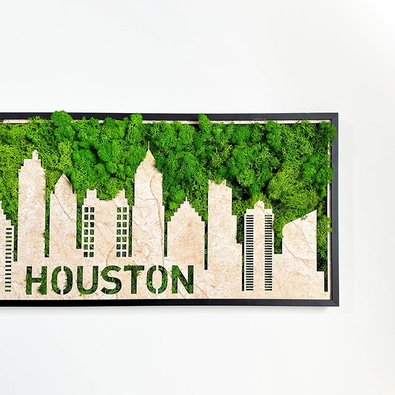 Houston Moss City Silhouette Metal Wall Art green-iron