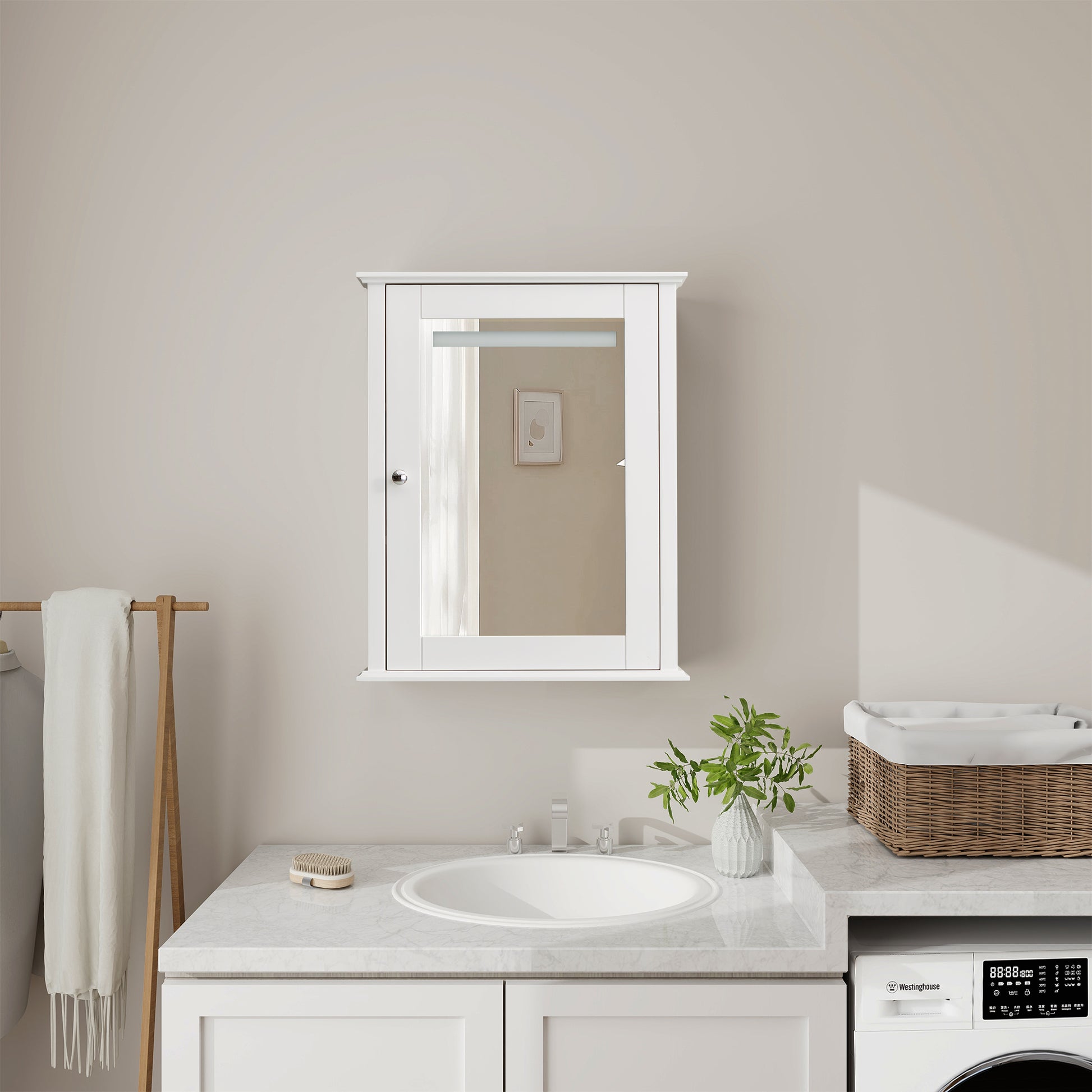 Bathroom Storage Mirror Cabinet Wall Mounted white-1-2-adjustable shelves-bathroom-wall