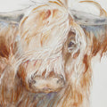 Hand Embellished Highland Bull Canvas Wall Art Brown Wood