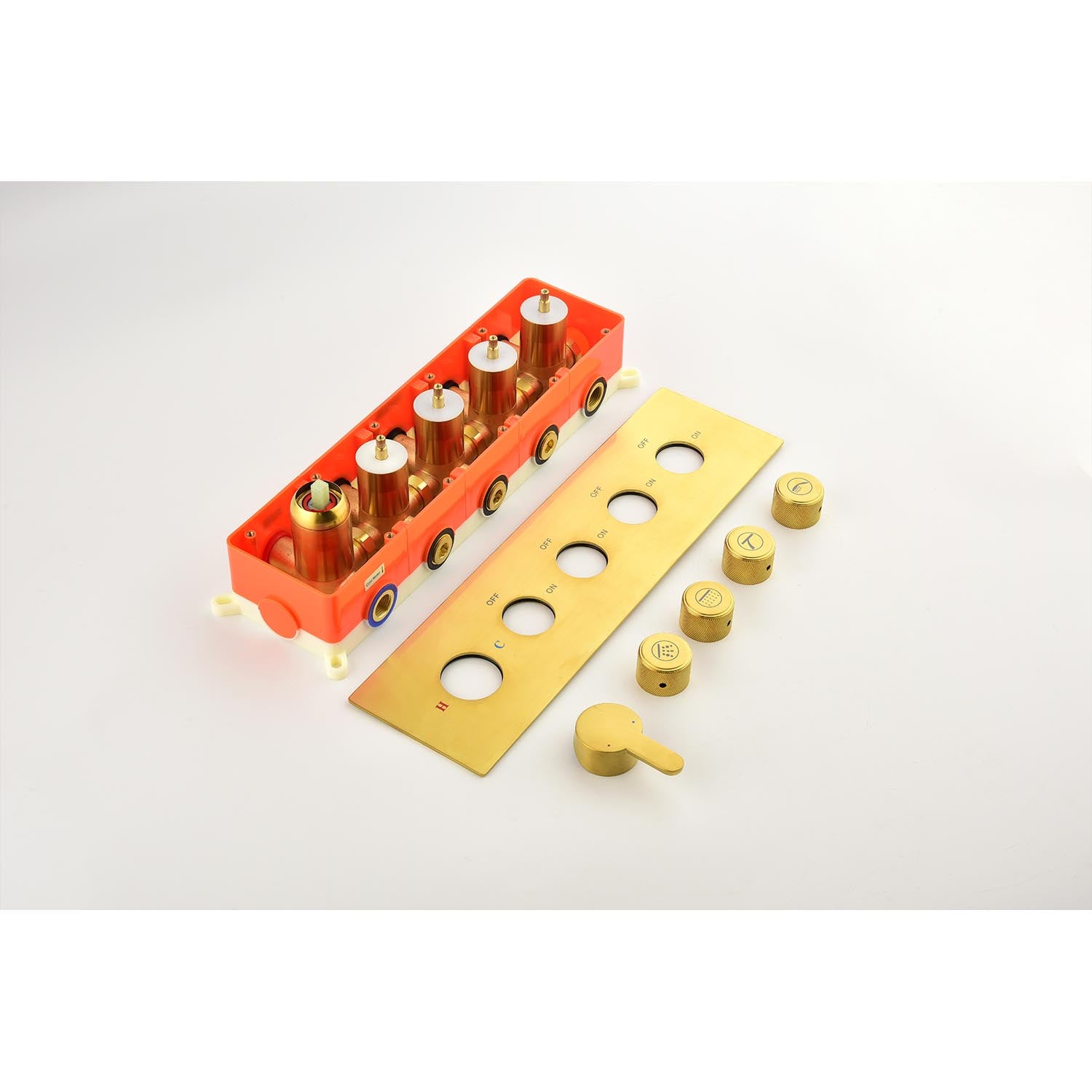 Wall Mounted Waterfall Rain Shower System With 3 Body Sprays & Handheld Shower Brushed Gold Wall Mounted Bathroom Brass