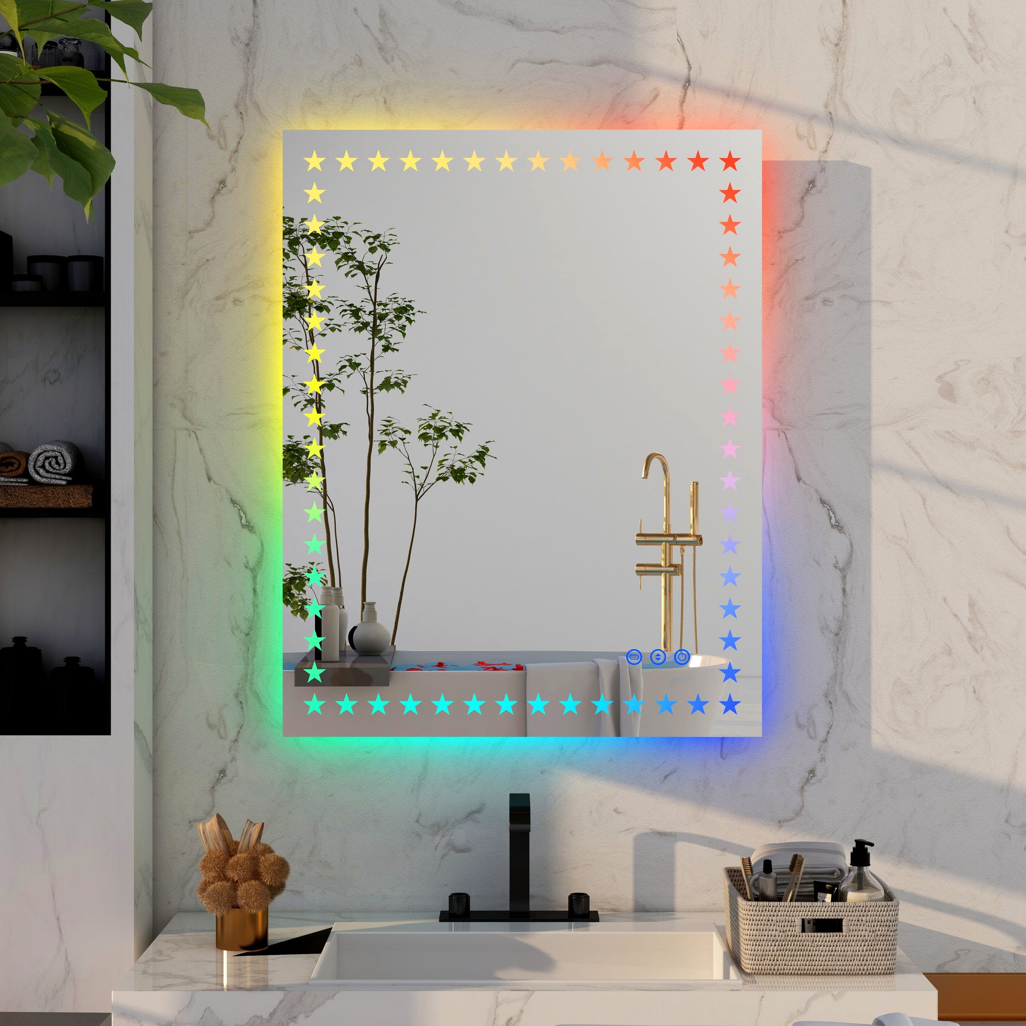 40 32 inch LED Bathroom Mirror with Lights Backlit RGB white-aluminium