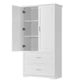 Tall Bathroom Storage Cabinet, Cabinet With Two Doors And Drawers, Adjustable Shelf, Mdf Board, White White Mdf