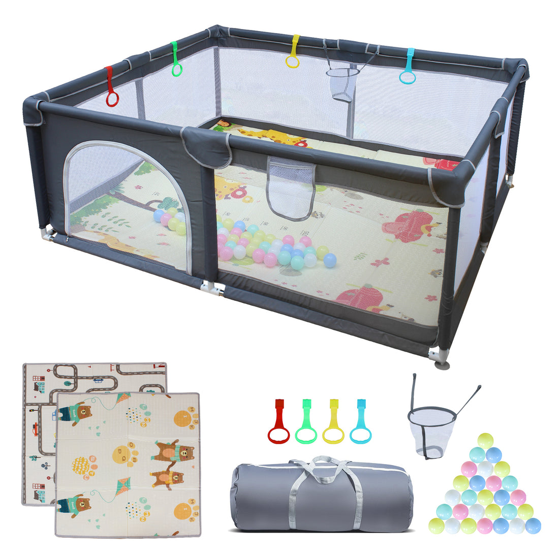 71" * 59" Baby Playard Cloth Playpen Removable Enclosures For Indoor And Outdoor Use Care For Children And Pets White Fabric