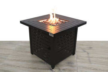 25" H X 30" W Steel Propane Natural Gas Fire Pit Table Black Garden & Outdoor Modern Steel Stainless Steel