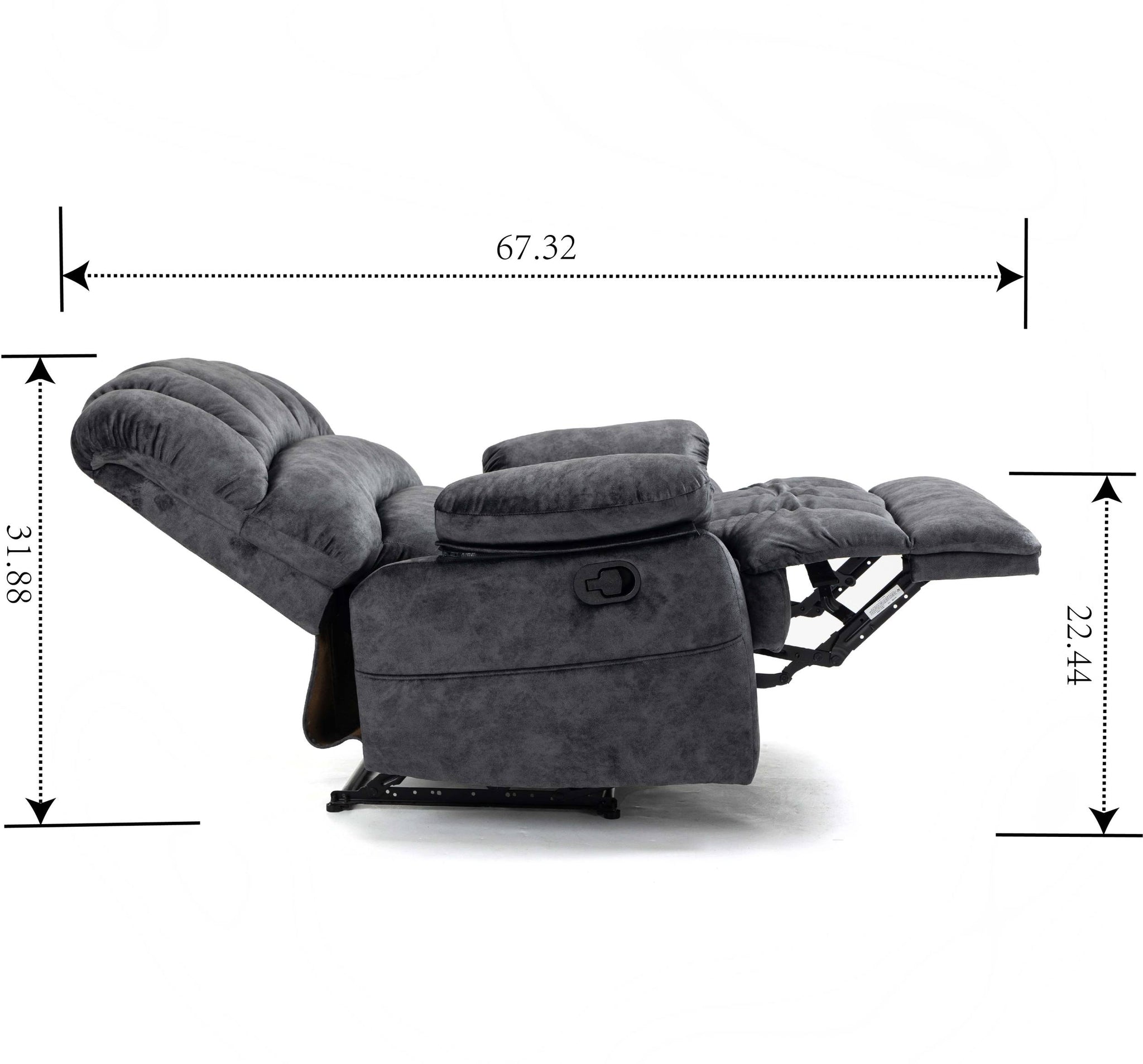 Large Manual Recliner Chair in Fabric for Living Room dark gray-velvet-manual-handle-metal-primary