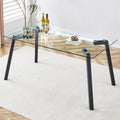 Modern Minimalist Rectangular Glass Dining Table With 0.31