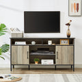 58 Inch Tv Stand And Media Entertainment Center Console With Up To 65 Inch Tv, Open Shelving And Two Storage Cabinets, Six Support Legs With Adjustable Feet,Rustic, Gray,58