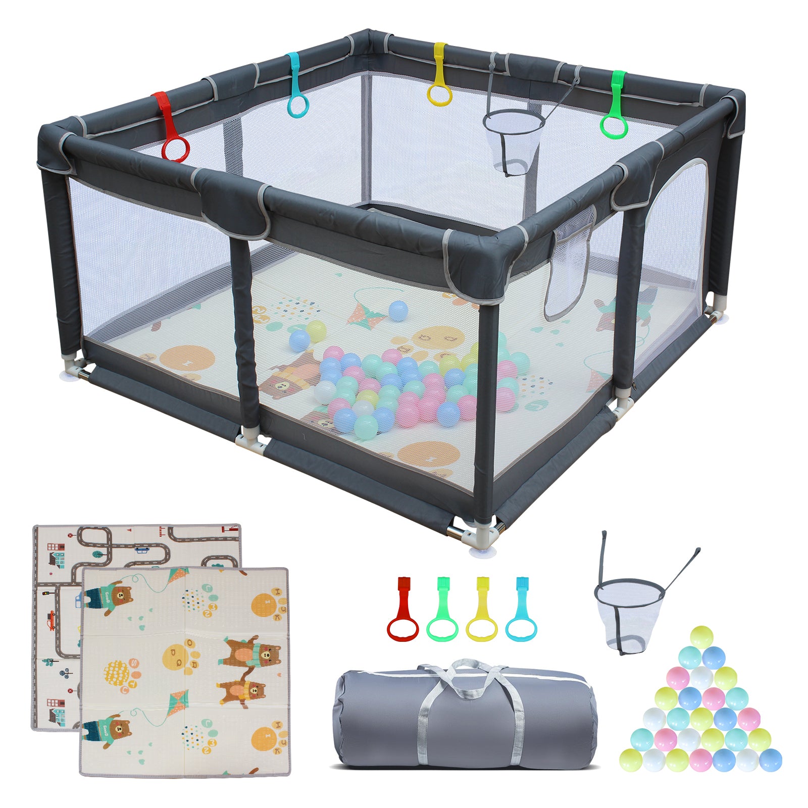 47" * 47" Baby Playard Cloth Playpen Removable white-fabric