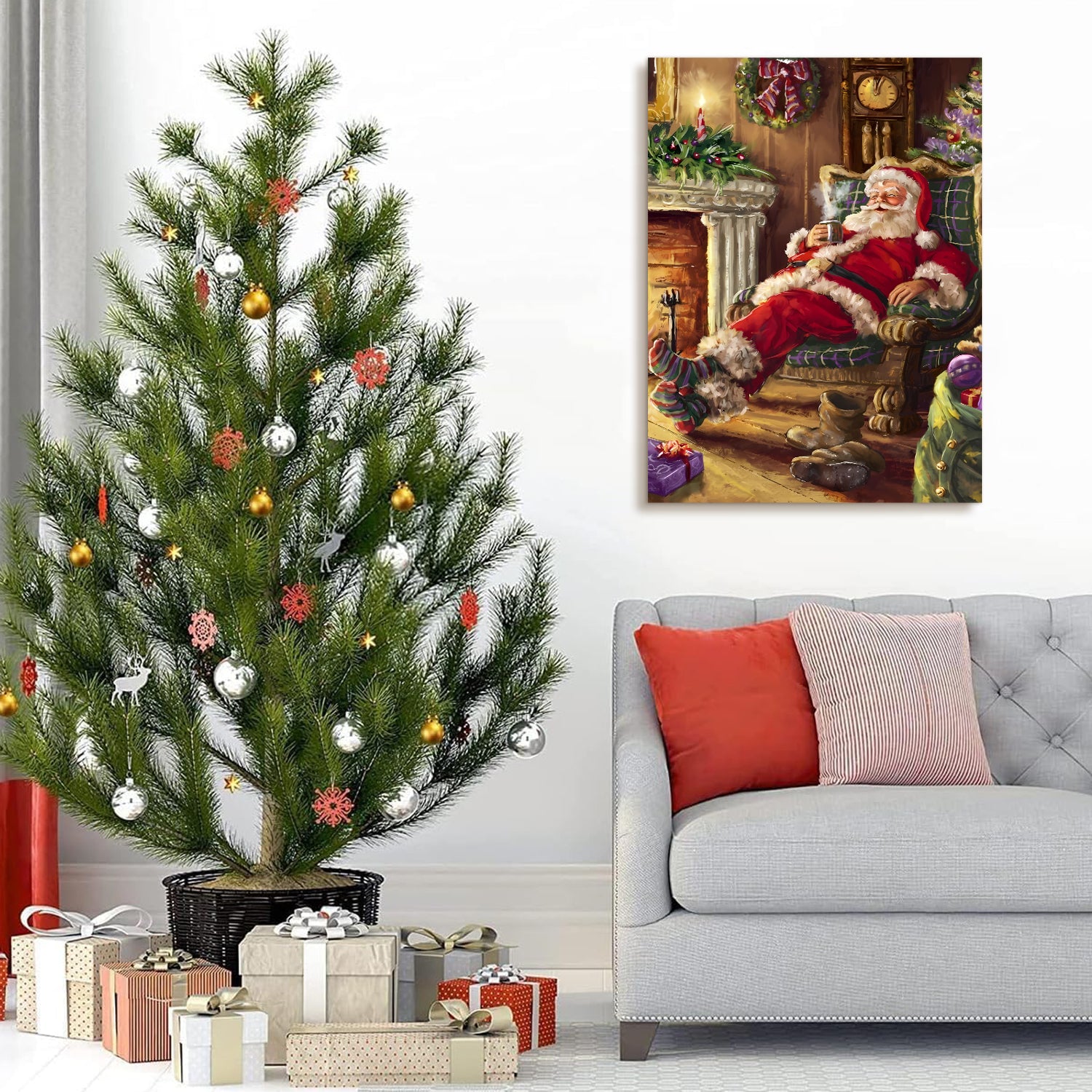 Framed Canvas Wall Art Decor Painting For rectangle-framed-multicolor-christmas-large