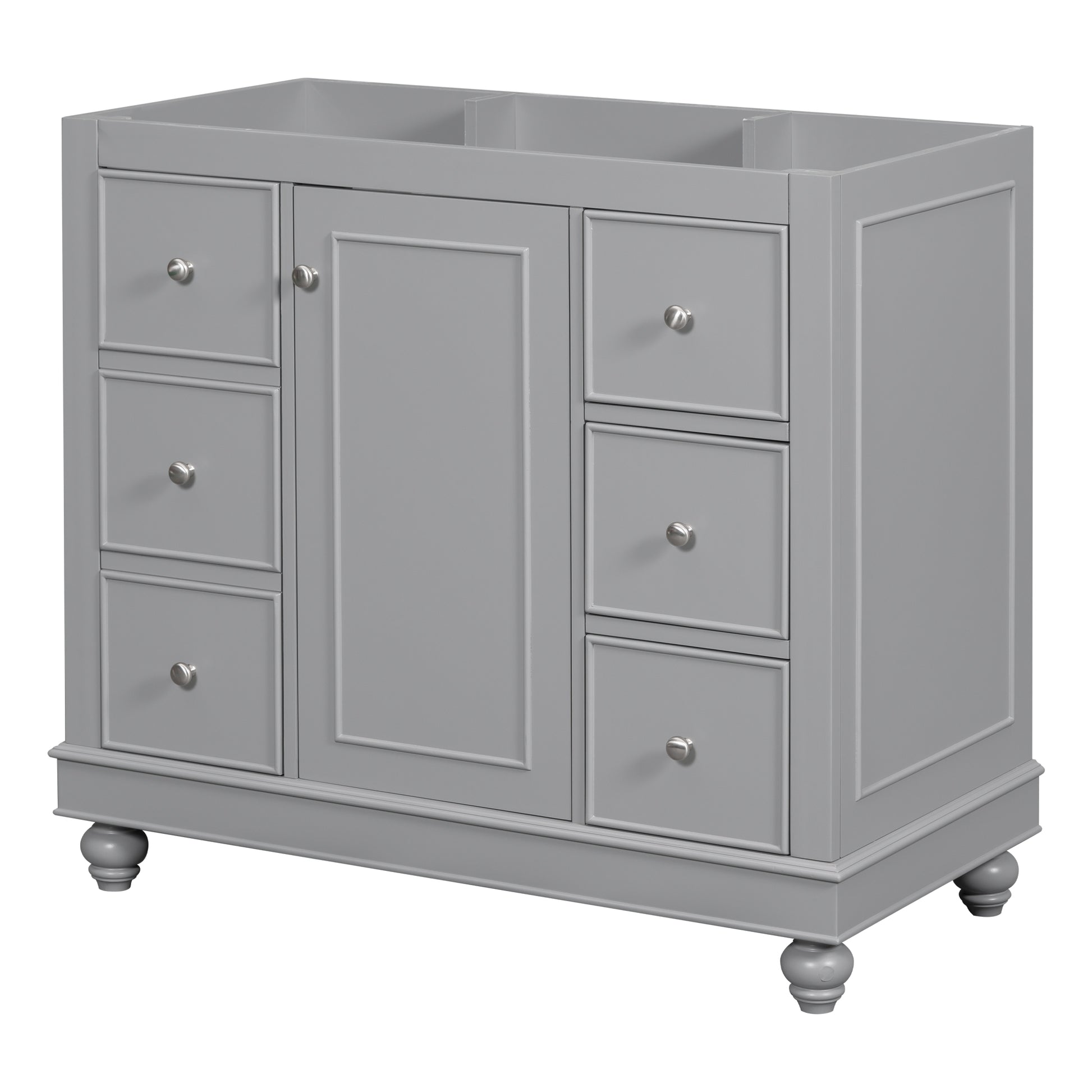 Cabinet Only 36" Gray Bathroom Vanity Sink Not Included Gray Solid Wood Mdf Resin