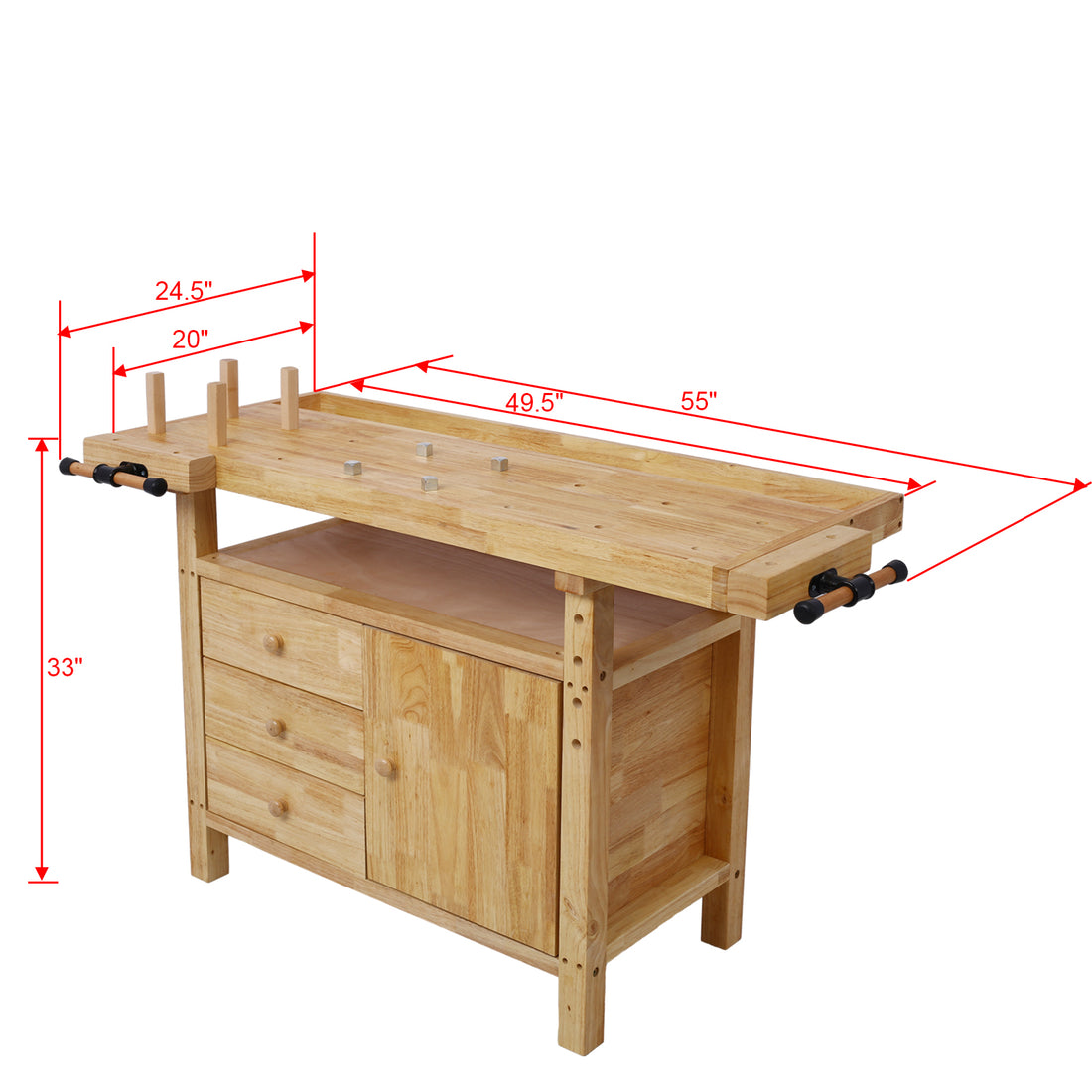 Wood Workbench Wooden Workbench For Garage Workshop And Home Natural Rubber Wood