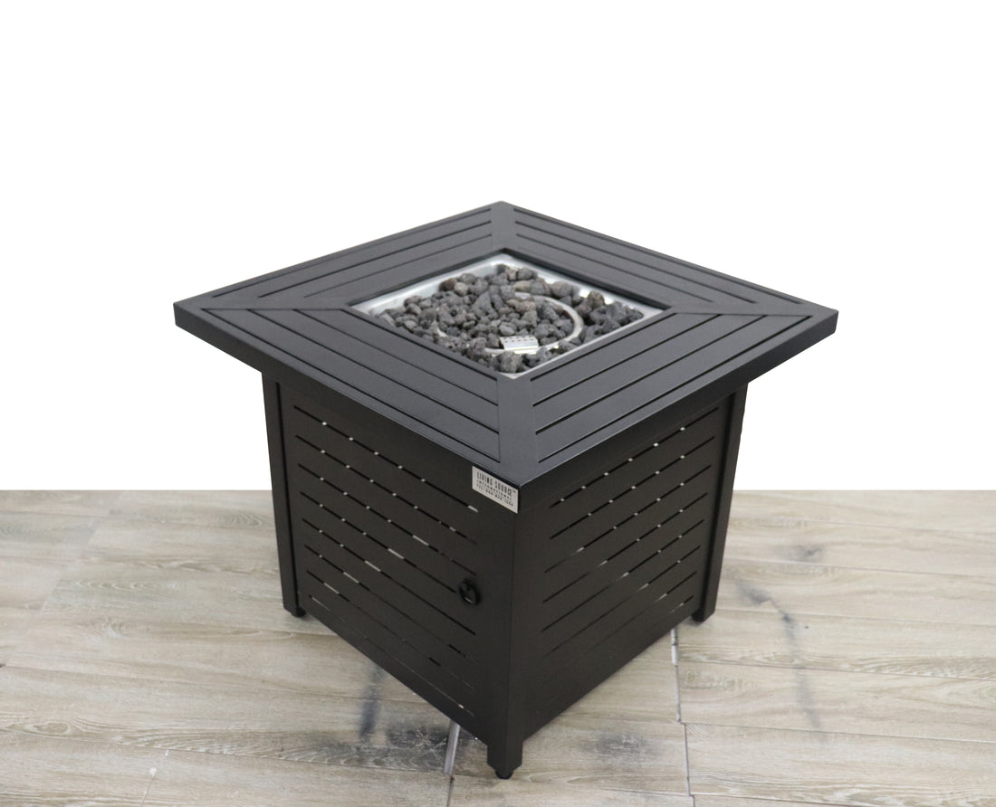 25" H X 30" W Steel Propane Natural Gas Fire Pit Table Black Garden & Outdoor Modern Steel Stainless Steel