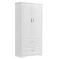 Tall Bathroom Storage Cabinet, Cabinet With Two Doors And Drawers, Adjustable Shelf, Mdf Board, White Old Sku:Wf310828Aak White Mdf