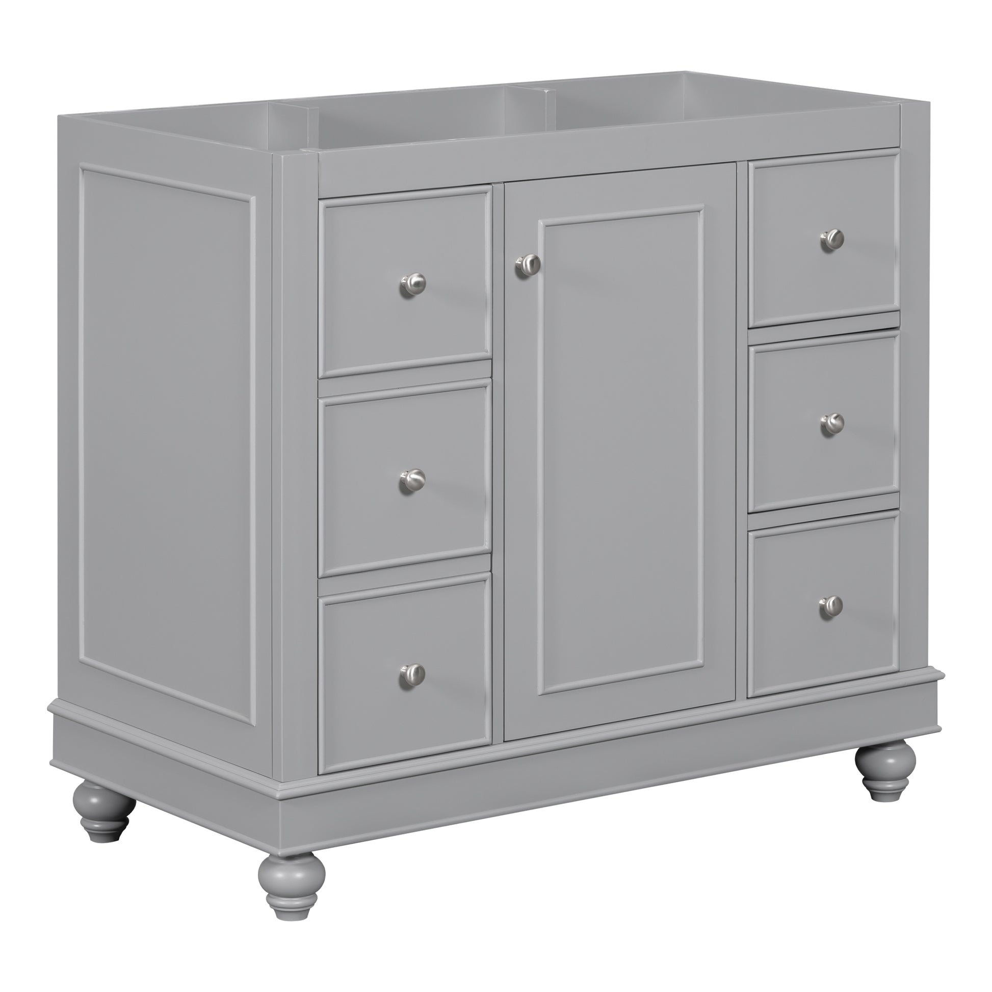 Cabinet Only 36" Gray Bathroom Vanity Sink Not Included Gray Solid Wood Mdf Resin