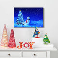 Framed Canvas Wall Art Decor Painting For Chrismas, Chrismas Tree With Cute Snowman Chrismas Gift Painting For Chrismas Gift, Decoration For Chrismas Eve Office Living Room, 2418In Thickness 1.5Inch Rectangle Framed Multicolor Christmas Oversized 41In