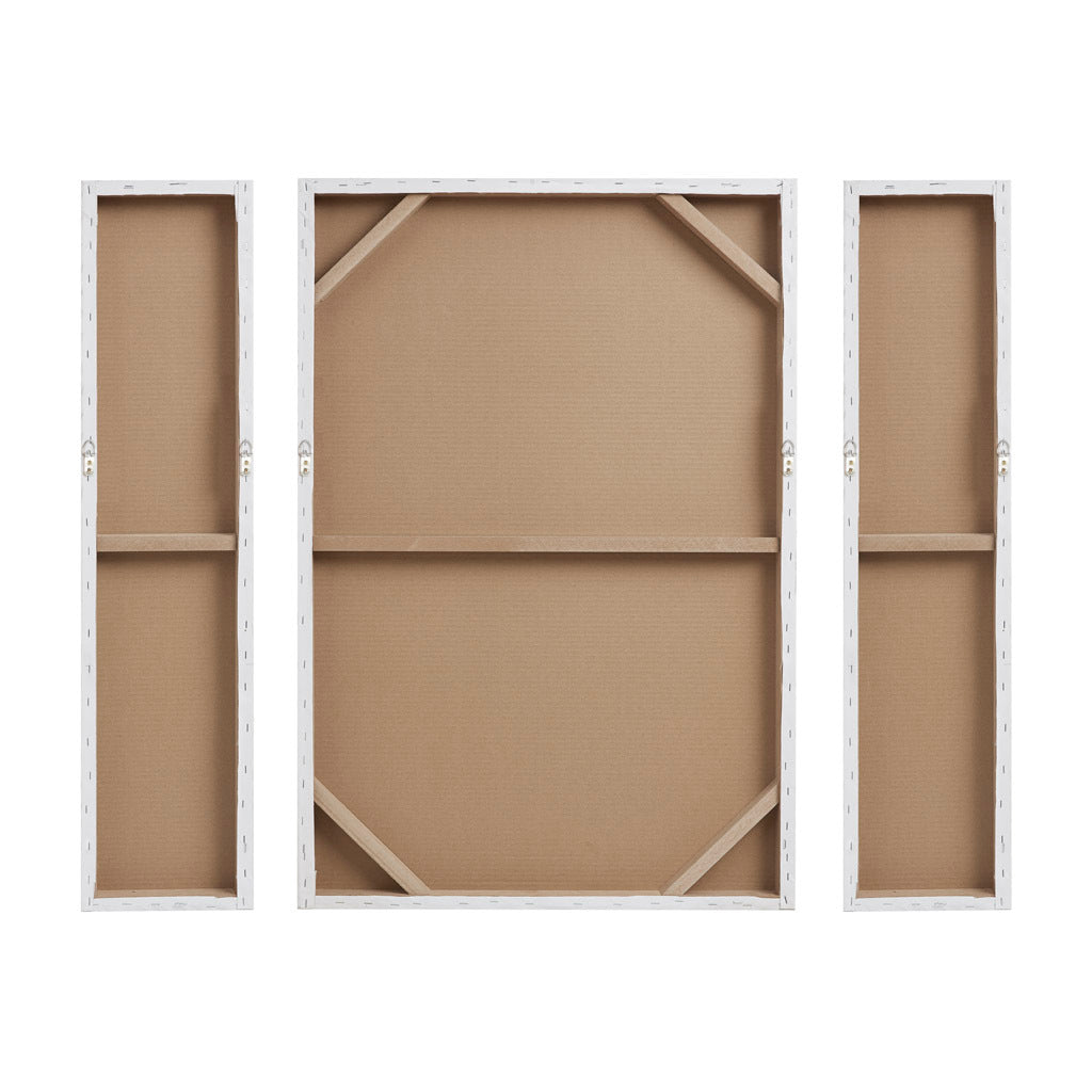 Hand Embellished Abstract 3 Piece Canvas Wall Art Set Silver Mdf