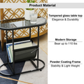 Glass Oval Small Side Tables Living Room Small Space With Magazines Organizer Storage Space Set Of 2 Black Bathroom Oval American Design Storage Stainless Steel