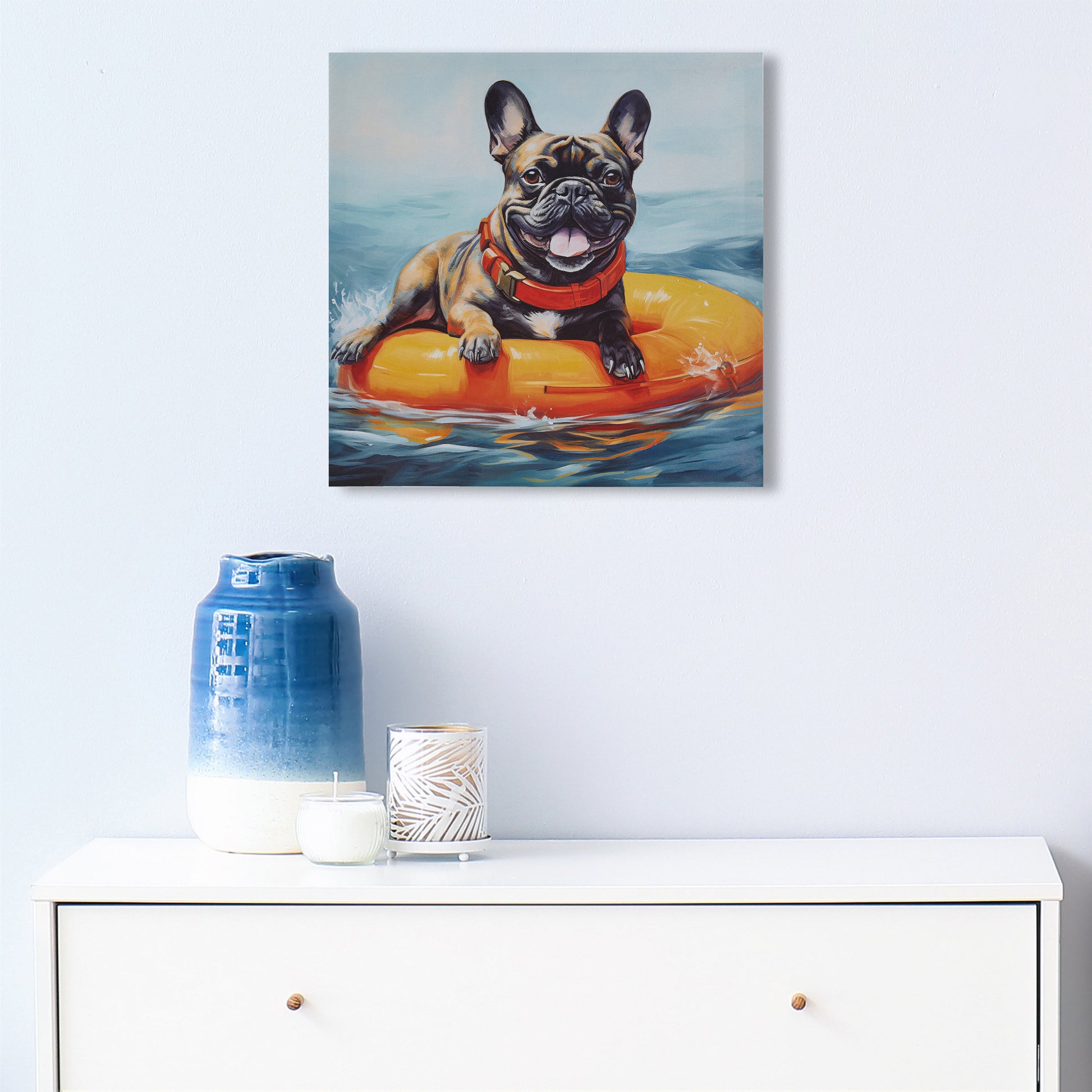 Frenchie Canvas Wall Art Frenchie Blue Multi Mdf