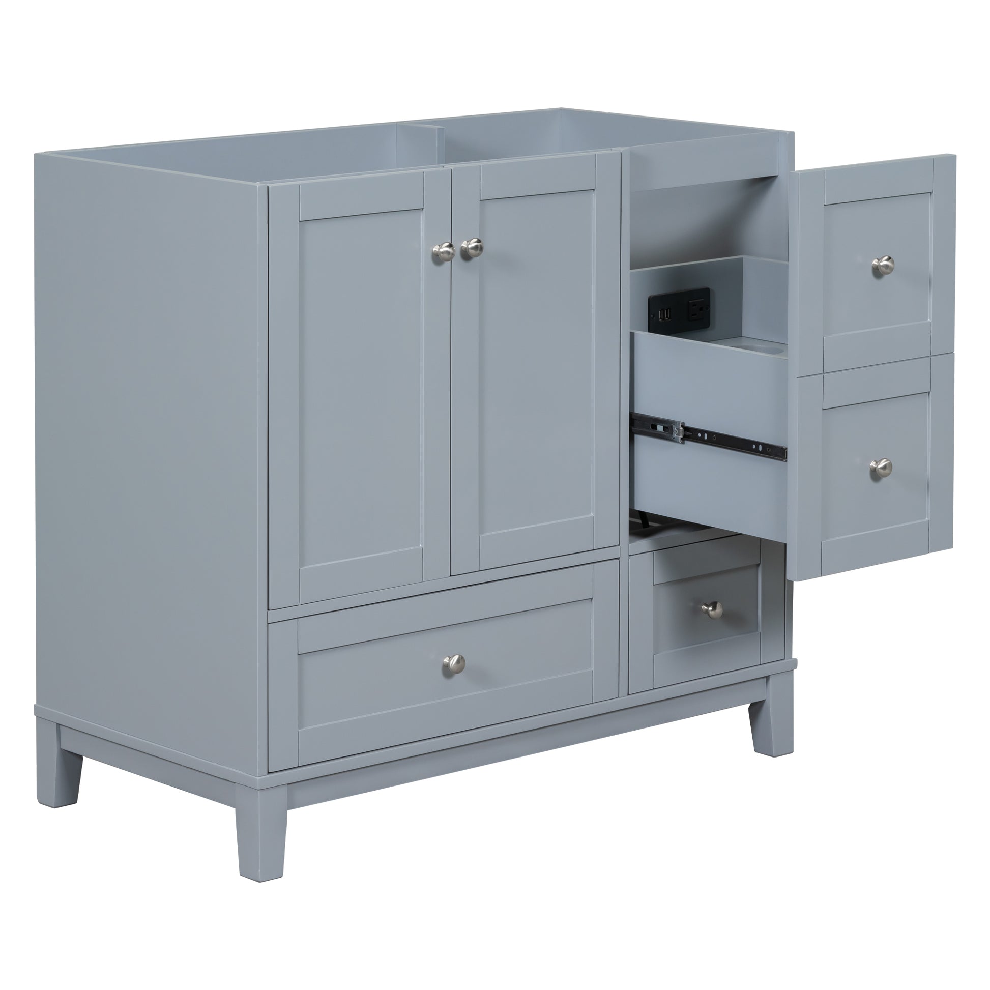 Cabinet Only 36" Bathroom Vanity Grey Blue Sink Not Included Grey Blue Solid Wood Mdf