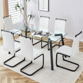 Table And Chair Set, 1 Table And 4 Chairs. Rectangular Glass Dining Table, 0.31 