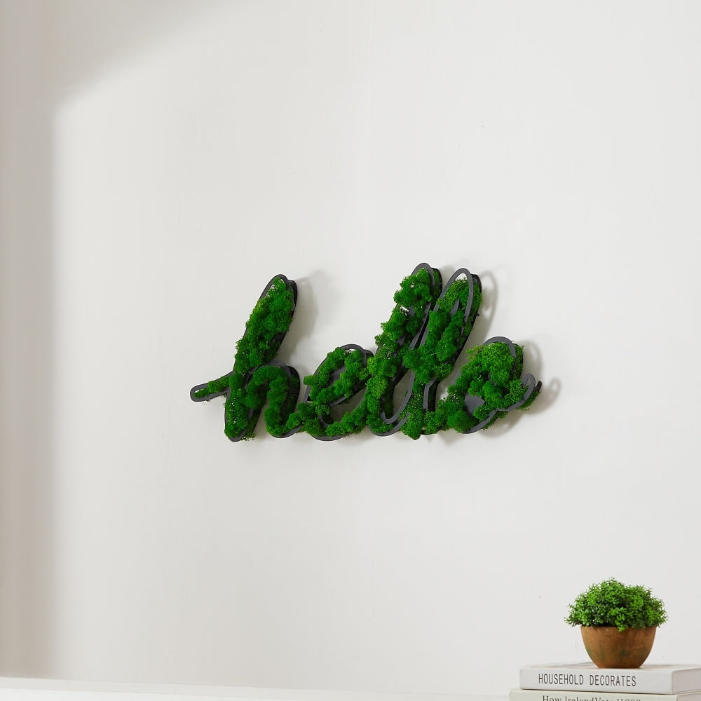 HELLO Letter Art Moss Wall Decor green-iron