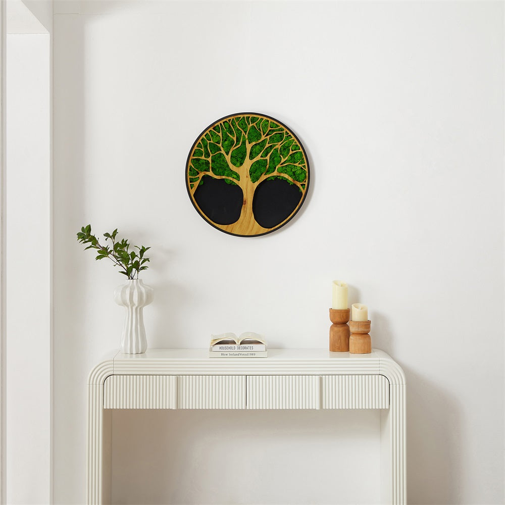 Life Tree Moss Metal Wall Art Green Iron