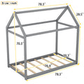 Twin Size Wooden House Bed, Gray Gray Pine