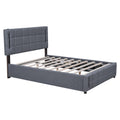 Queen Size Upholstered Bed With Hydraulic Storage System And Led Light, Gray Queen Gray Linen