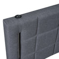 Queen Size Upholstered Bed With Hydraulic Storage System And Led Light, Gray Queen Gray Linen