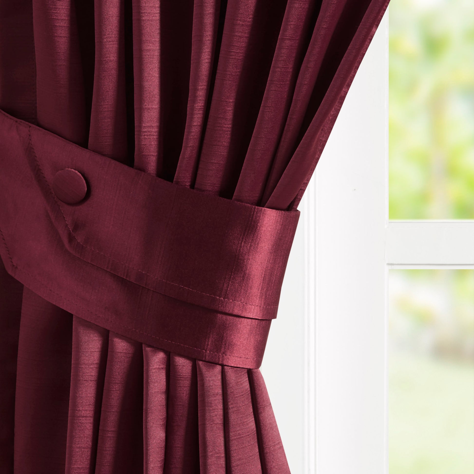 Pleat Curtain Panel With Tieback Only 1 Pc Panel Burgundy Polyester