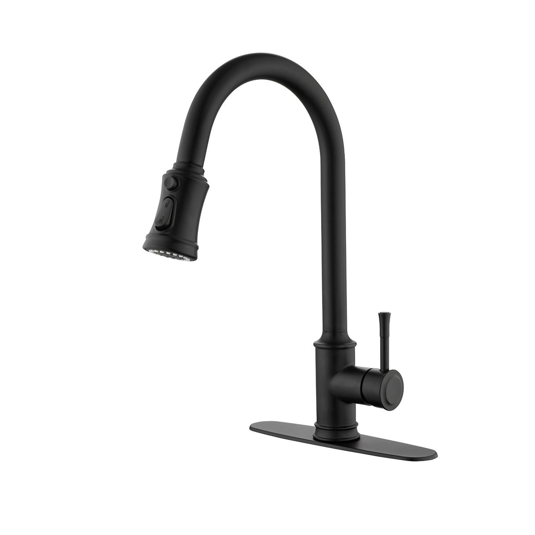 Single Handle High Arc Pull Out Kitchen Faucet,Single Level Stainless Steel Kitchen Sink Faucets With Pull Down Sprayer Matte Black Stainless Steel