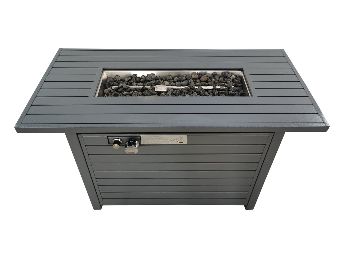 24" H X 54" W Steel Outdoor Fire Pit Table With Lid Gray Garden & Outdoor Modern Stone Stainless Steel